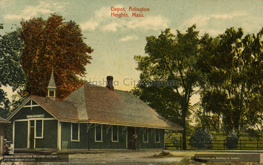 Postcard: Depot, Arlington Heights, Massachusetts